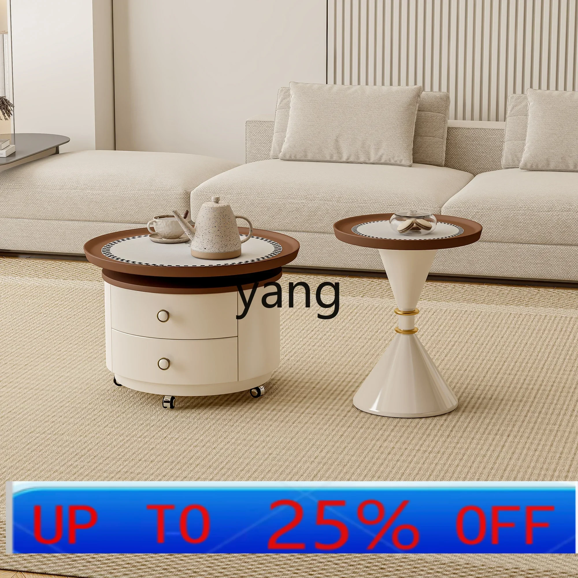 LMM household living room small apartment modern light luxury size round combination tea table