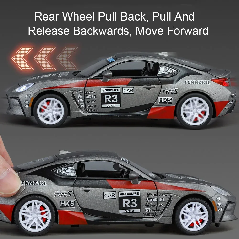 1:32 스케일 GR86 코롤라 자동차 모형 장난감 문 열림 음악 조명 후진 미니어처 차량 모델 거실 장식