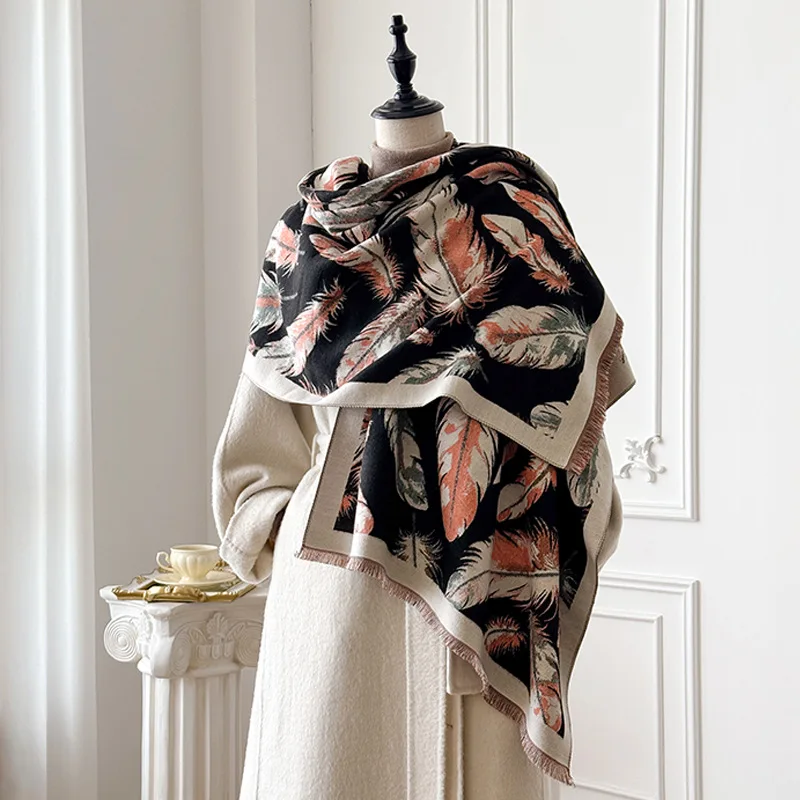 

New feather-like cashmere scarf for women, cute and versatile for autumn and winter, thickened for warmth,