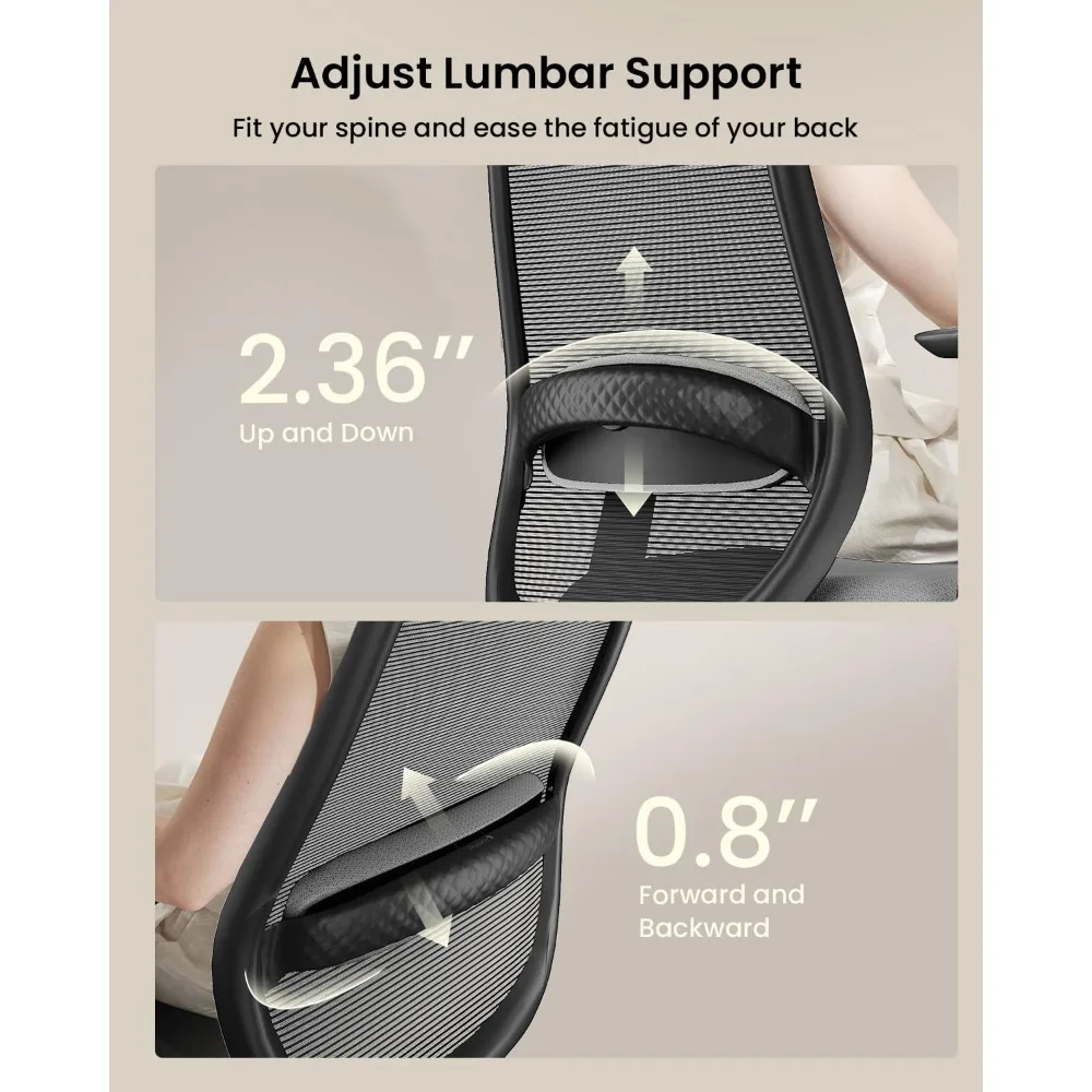 كرسي مكتب مريح ProtoArc - كرسي كمبيوتر شبكي عالي الظهر EC200 مع دعم قطني، ومسند رأس قابل للتعديل ثلاثي الأبعاد ومقعد منزلق #3