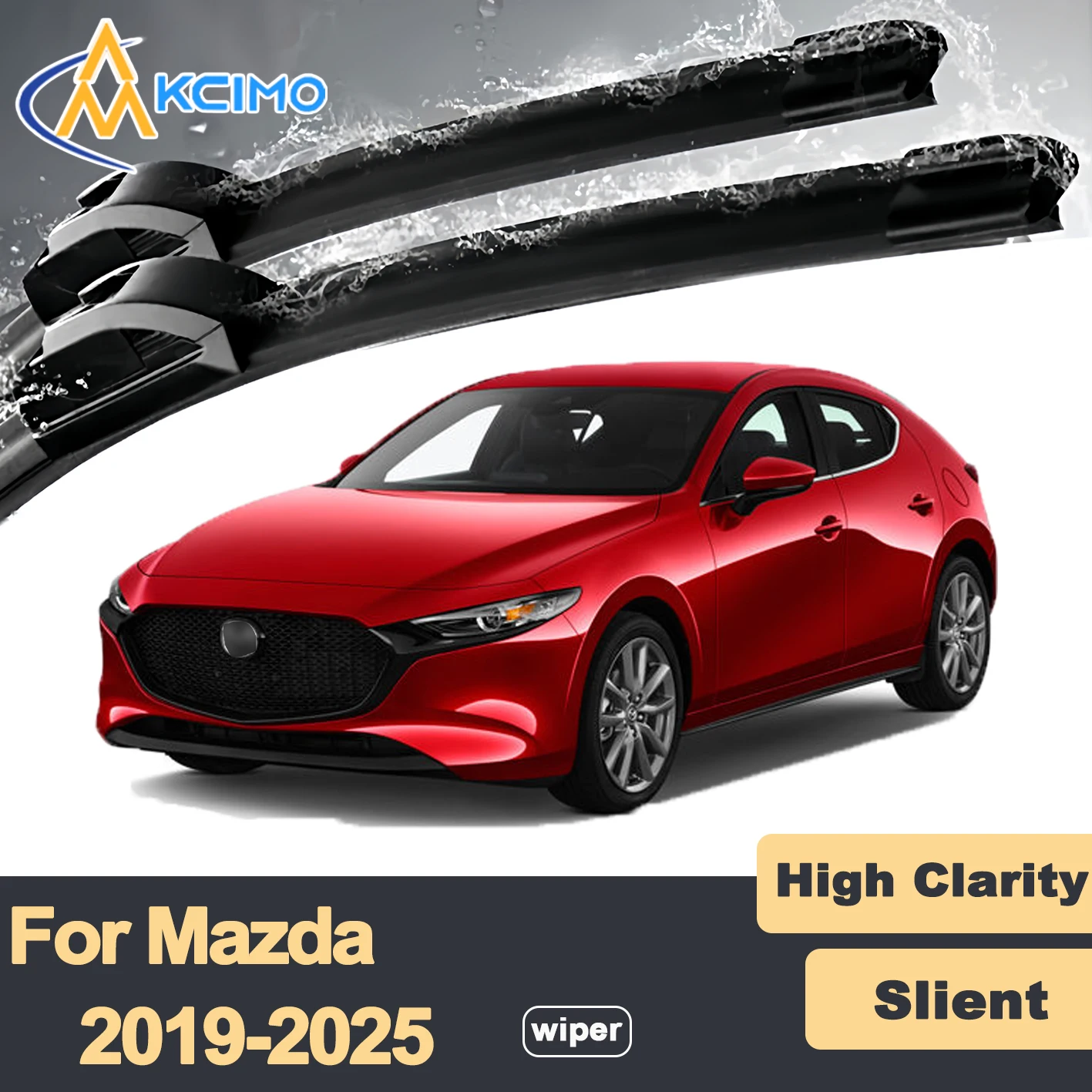 

Silent Durable Windshield Wiper Blades 2pcs Front High Quality Rubber for Mazda Mazda3 BP 2019-2025 Axela