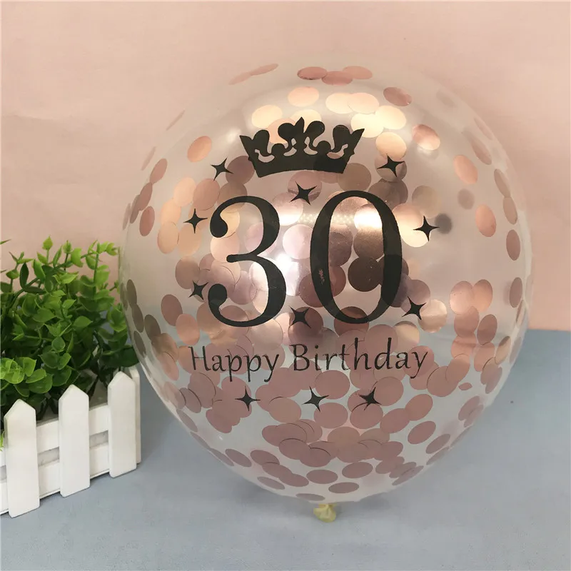 10 قطعة Rosegold 12 بوصة 30 40 50 60 عيد ميلاد سعيد اللاتكس بالونات النثار الكبار حفلة عيد ميلاد 30th الذكرى ديكور لوازم #6