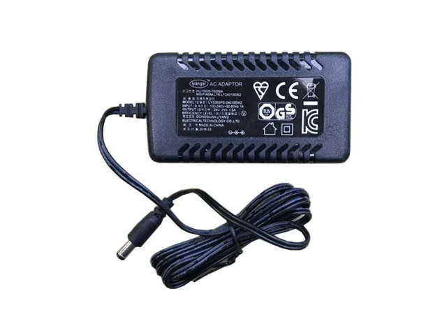 Power Adapter 24V 1.5A, Barrel 5.5/2.1mm, 2-Prong, LY036SPS-240150W2