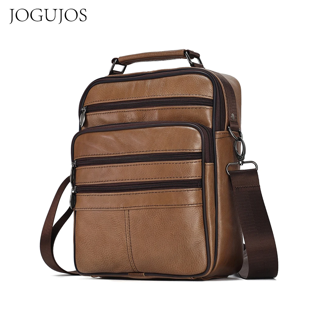 

JOGUJOS Genuine Cowhide Leather Men Sling Bag Casual Shoulder Crossbody Bags for Male Casual Messenger Bag Satchel Bags