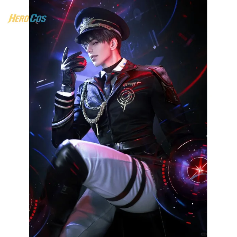

Love and Deepspace Caleb Cosplay Costume Halloween Party Gorgeous Captain Uniform Accessories Props Complete Set HERO Cos