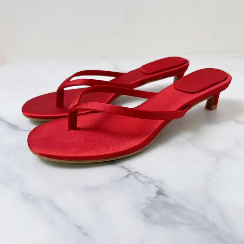 PSEEWE 2024 Leopard Print Sandals Women Sexy Clip Toe Slippers Woman Cat Heel Flip flop Summer Sandals Red Black Casual Slippers