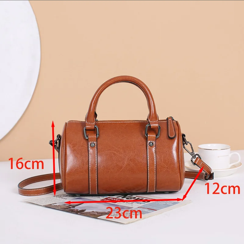 

Новая сумка через плечо из воловьей кожи с маслом и классической текстурой, сумка-подушка, сумка через плечо большой вместимости, дорожная сумка из воловьей кожи для