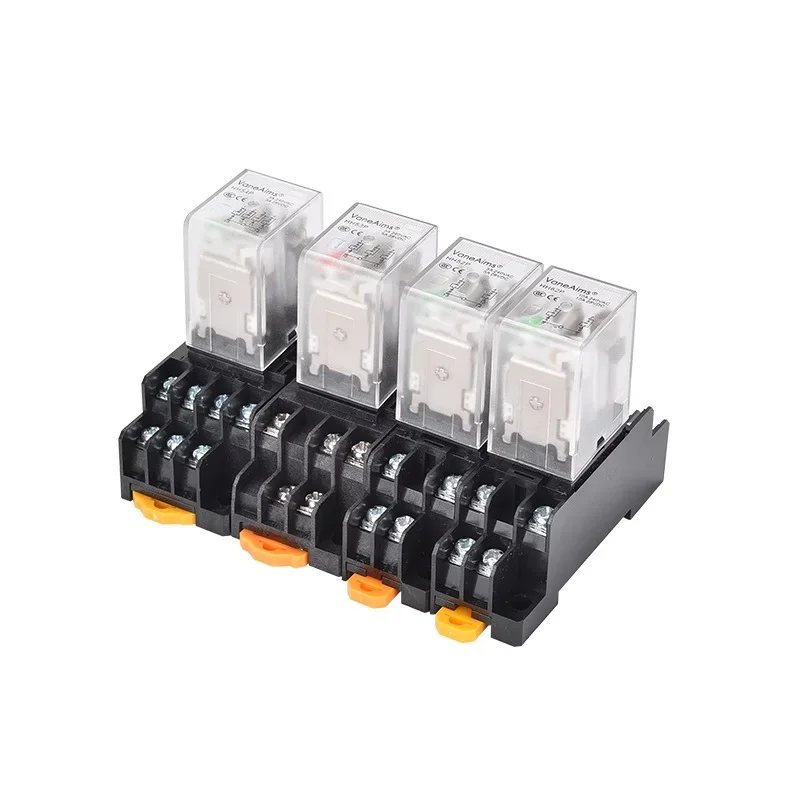 10PCS HH52P/53P/54P HH62P HH63P Intermediate Relay Miniature Control Small With Base Socket Copper Coil DC 12V 24V AC 110V 220V