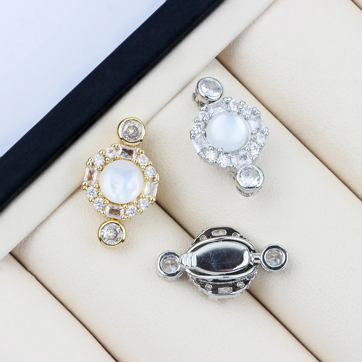

1 Pcs Micro-inlaid White Shell Ingot Plug-in Buckle DIY Bracelet Necklace Connecting Buckle Accessories Jewelry Making Materials