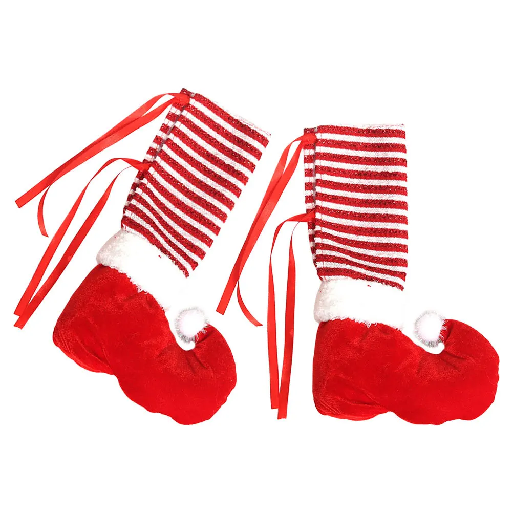 

2Pcs Christmas Chair Leg Covers Thick Cloth Xmas Foot Protectors Chair Feet Socks for Holiday Decoration