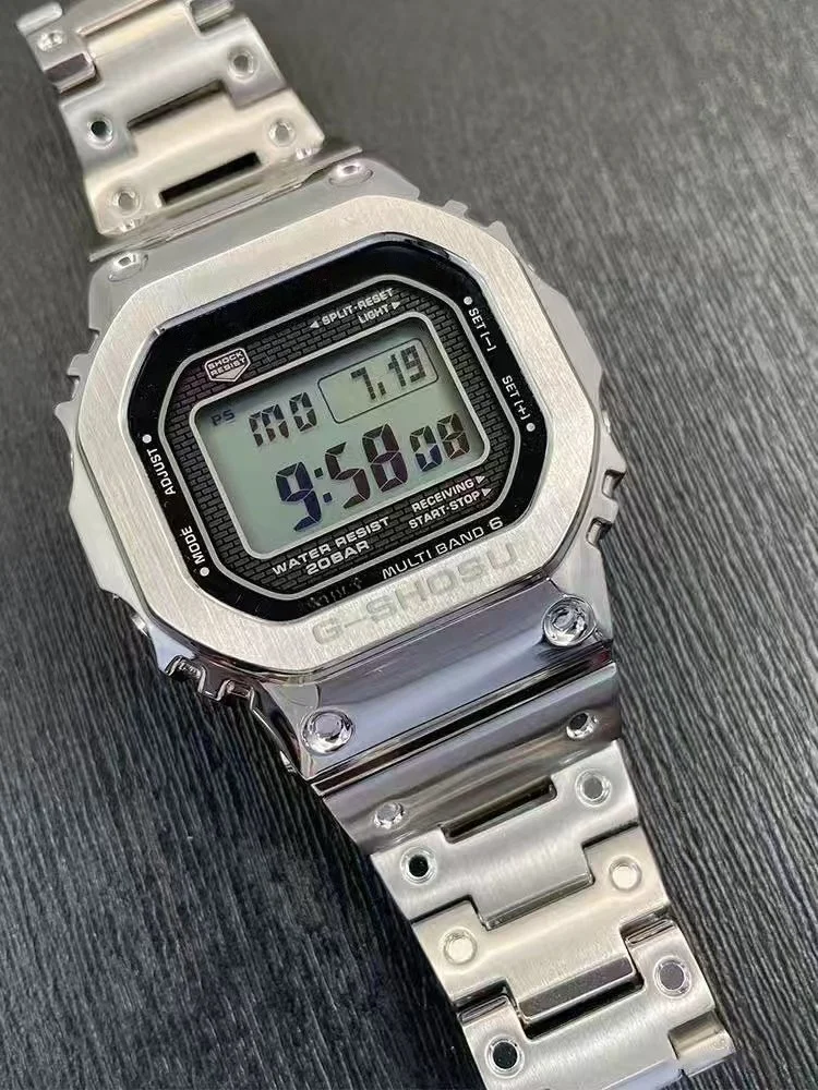 

Цифровые электронные спортивные часы унисекс, полнофункциональные, квадратные, с LED-дисплеем из сплава, стальным ремешком, серия Full Function