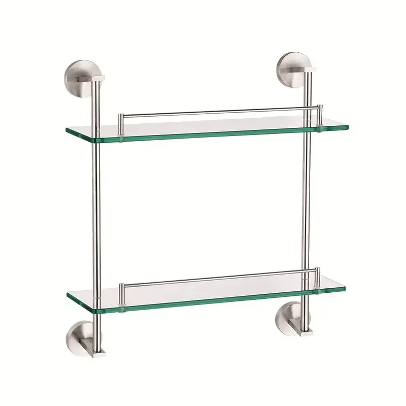 Modern 304 Stainless Steel Wall Mounted Bathroom Vanity Storage Rack Shelf Organizer for Home Hotel Toilet Space Saving