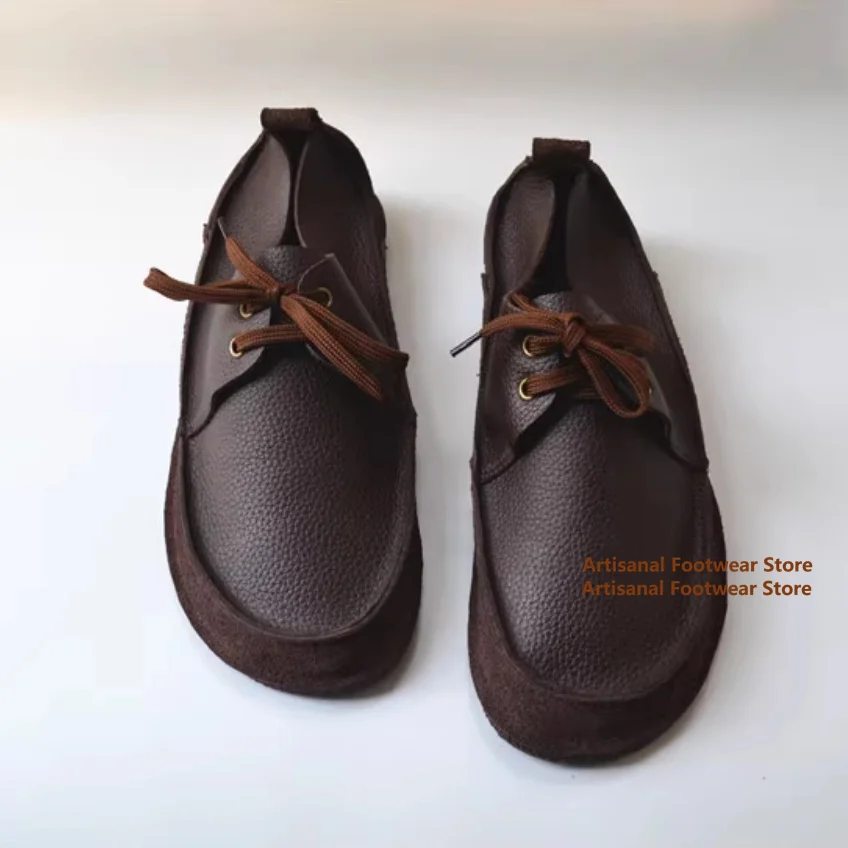 Cowhide Soft Leather Retro Single Shoes Blue/brown Leather Casual Shoes Outdoor Men's Soft and Lightweight Men's Shoes