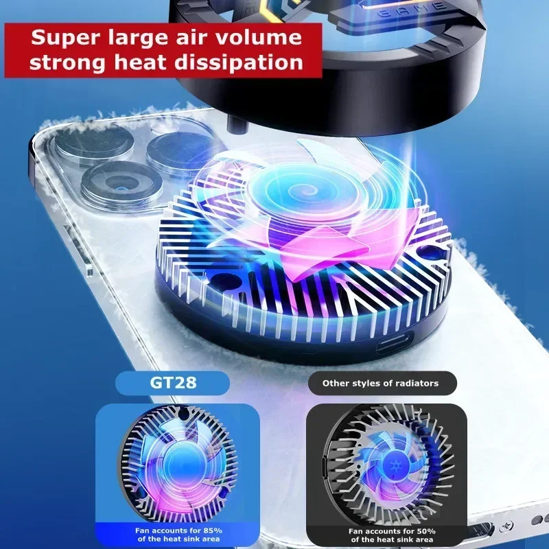 Portable Mobile Phone Magnetic Semiconductor Cooling Radiator GT28 for IPhone 15/14/13/12 Pro Max Android Universal Game Cooler