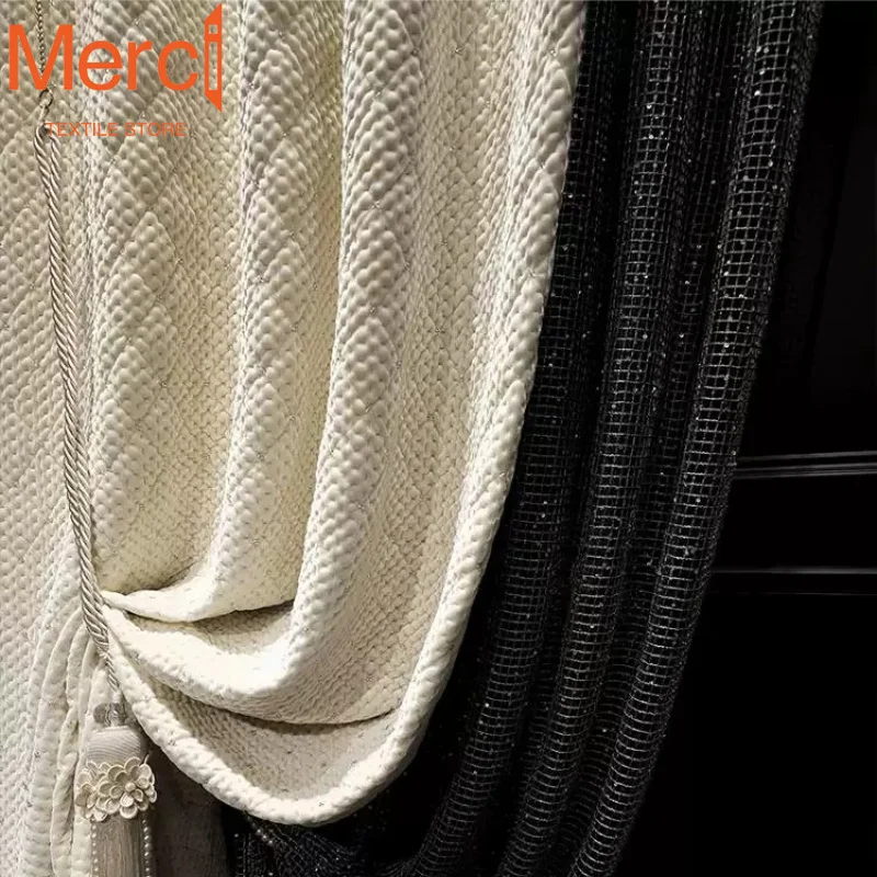 Modern Luxury High-end Feel Real Velvet Fabric High-end Cream Color Curtains for Living Dining Room Bedroom Custom Size Drapes