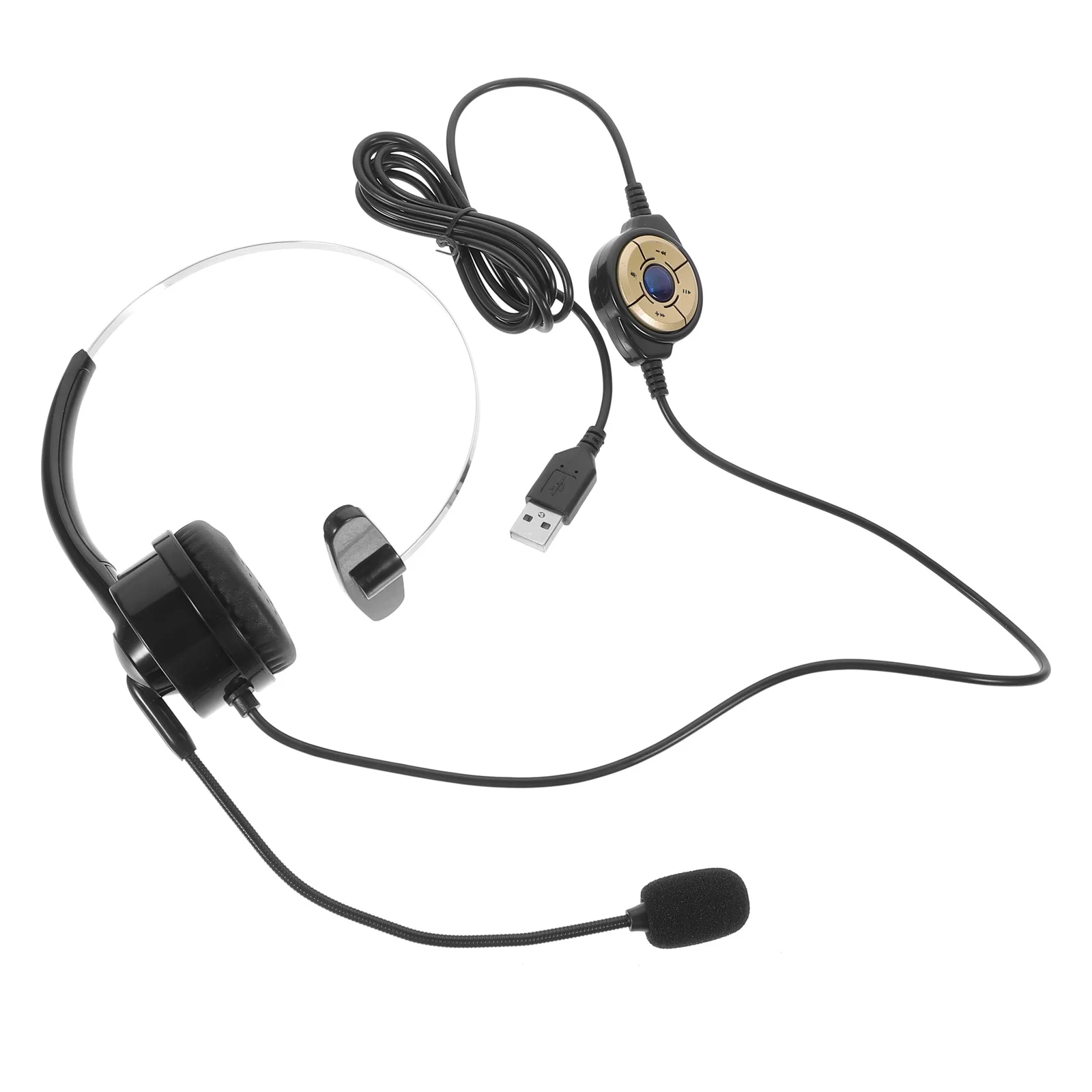 

Single Ear Headset Microphone Computer Wired Head-Mounted Headphone Noise Reduction Call Center Gaming Phone USB Headset