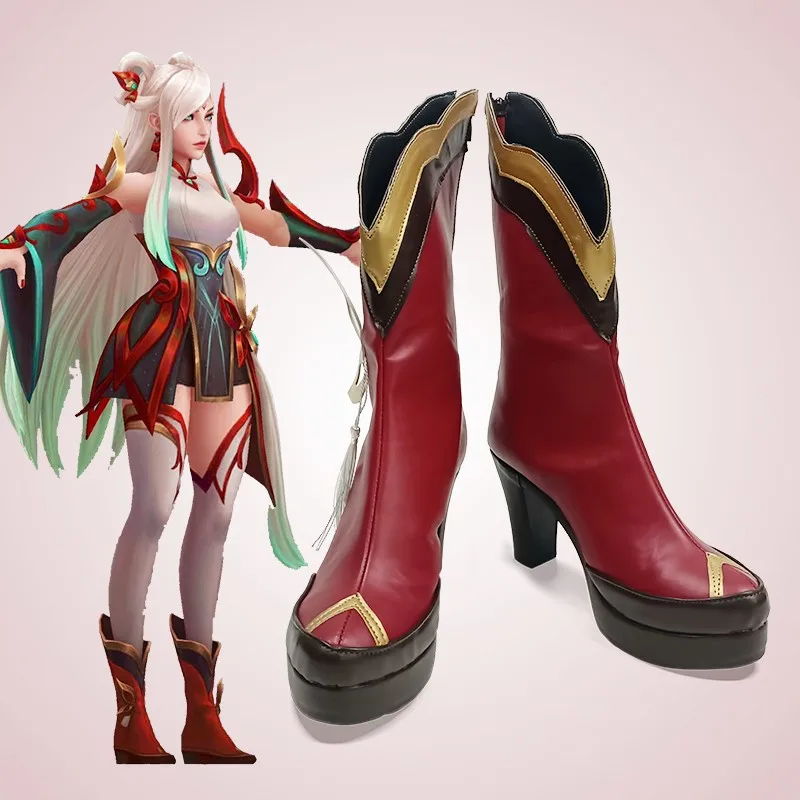 LOL Mythmaker Irelia Cosplay Costume Boots Game LOL Mythmaker Irelia Cosplay Wig Irelia New Year Skin Battle Suit Props