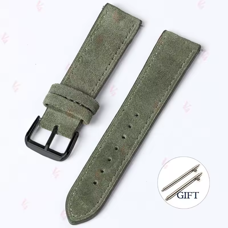 18mm 19mm 20mm 22mm Vintage Suede Cowhide Watch Strap Handmade Watch Band Gray Brown Green Quick Release Bracelet for Men Women - Image 10