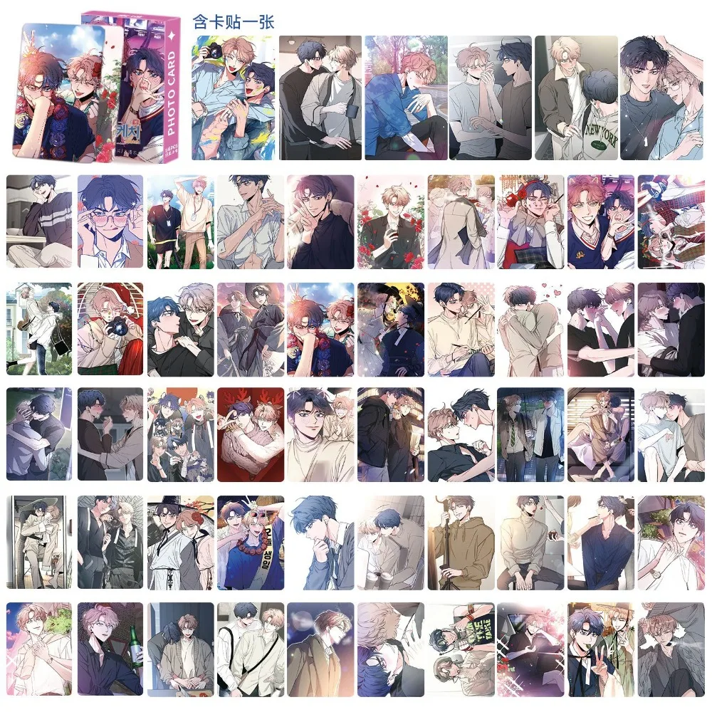 56pcs Korean BL Manwha Sketch Laser Lomo Card Figure Lee Joobin Choi Ilkyung Mamga Character Photo Card Postcard Collection Gift