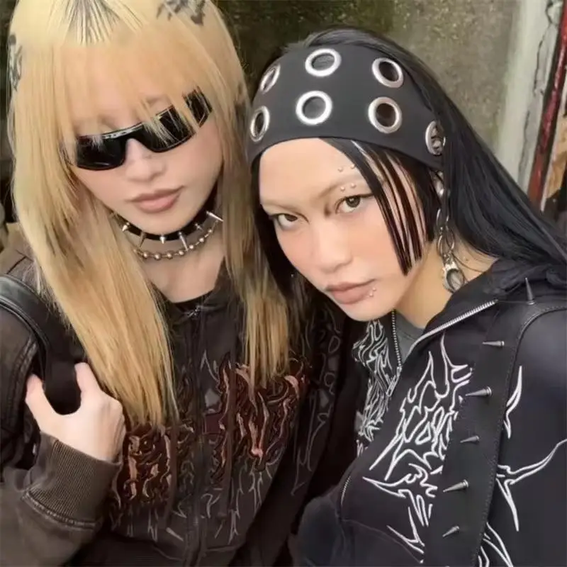 

Punk Hollow Elastic Headband Punk Grunge Hollowed Out Eyelets Wide Elastic Headband Casual Sports Headbands Hair Accessories