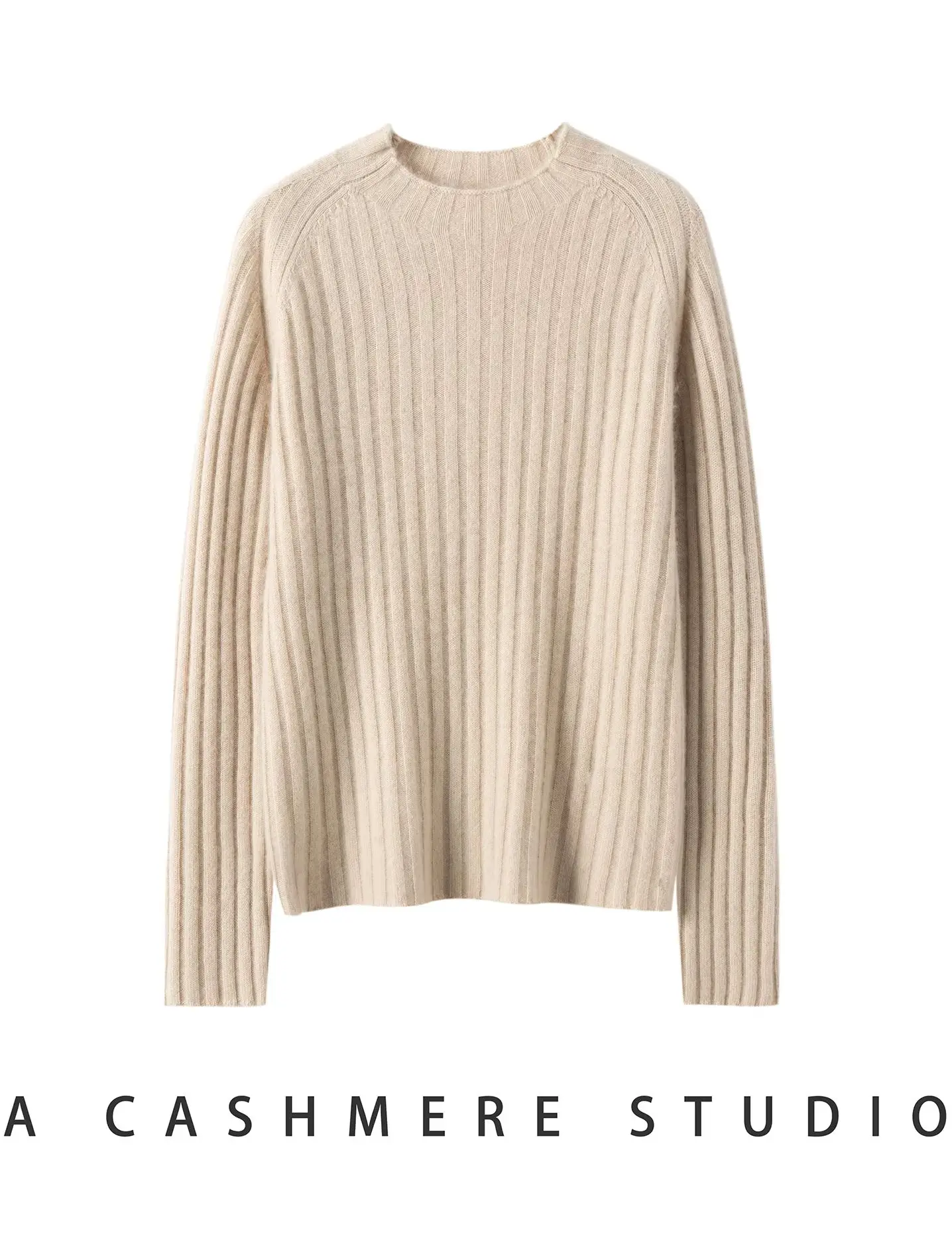 TLOML Women's 100% Cashmere Sweater Mock Neck Pit Striped Solid Pullover Autumn Winter Cashmere Knitwear Soft Comfy Thick Tops