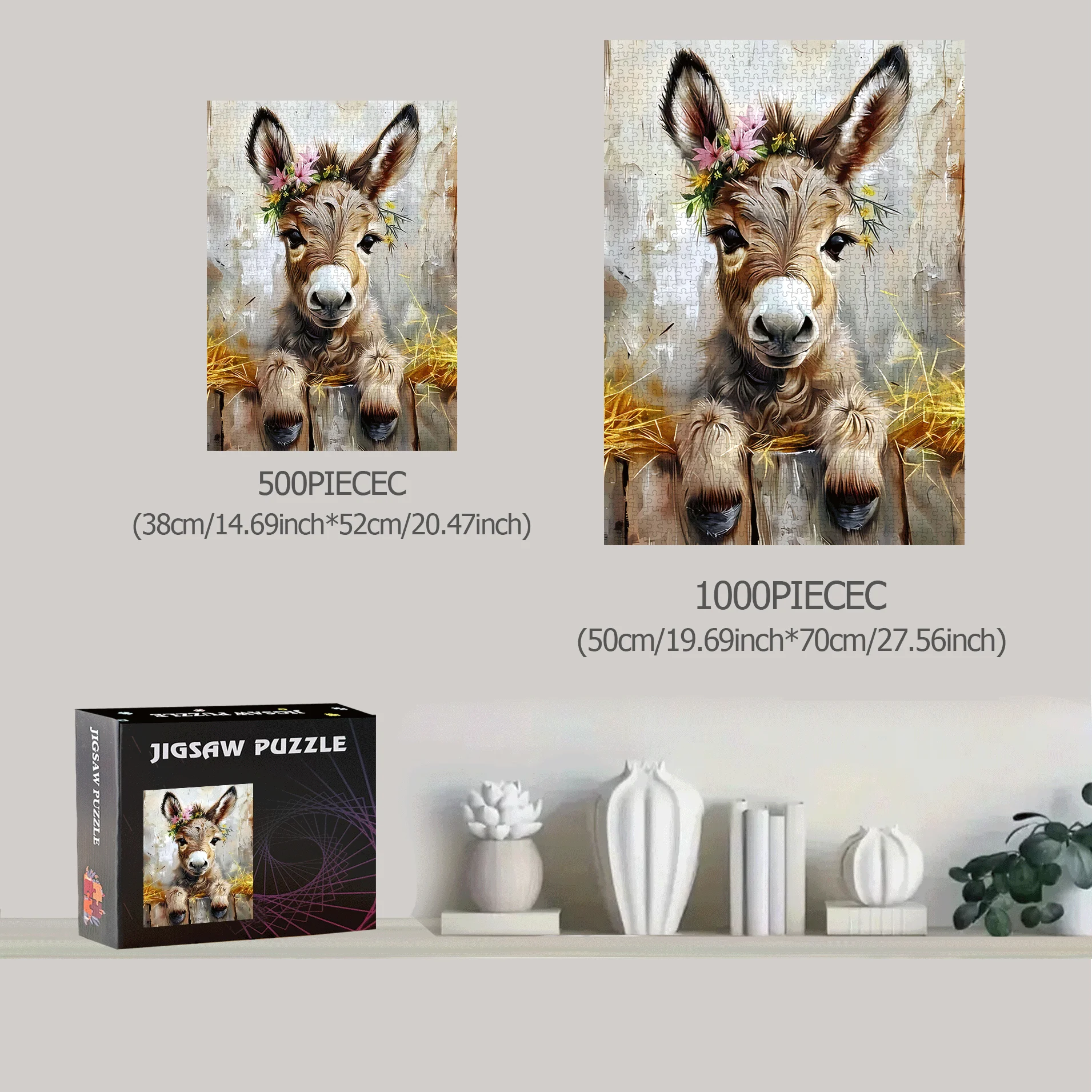 Mały Osiołek, Puzzle 500/1000 elementów - Prezent dla interakcji rodzinnej i zabawy DIY - Dekoracja domu, wyzwanie dla mózgu. Wysokiej jakości