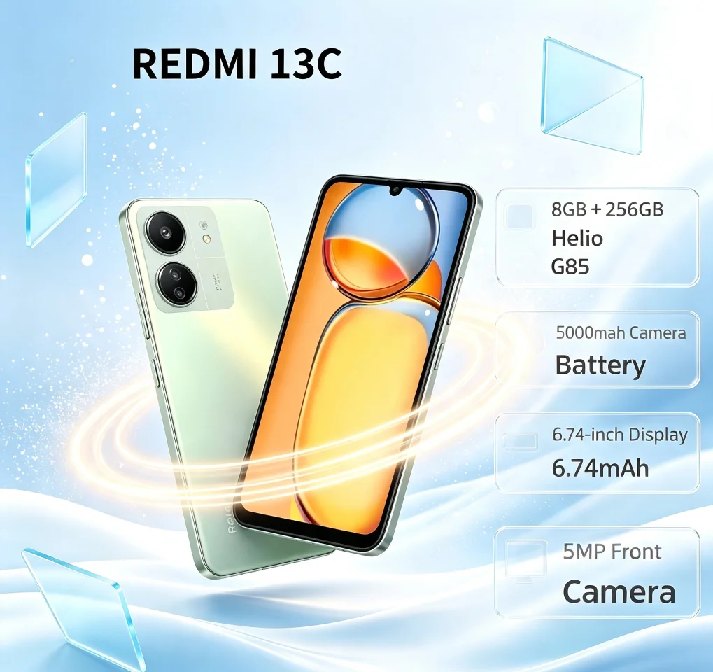 Redmi 13C Smartphone 8+256GB Large Capacity Powerful Performance Convenient Smart Large Storage Unmatched Usability