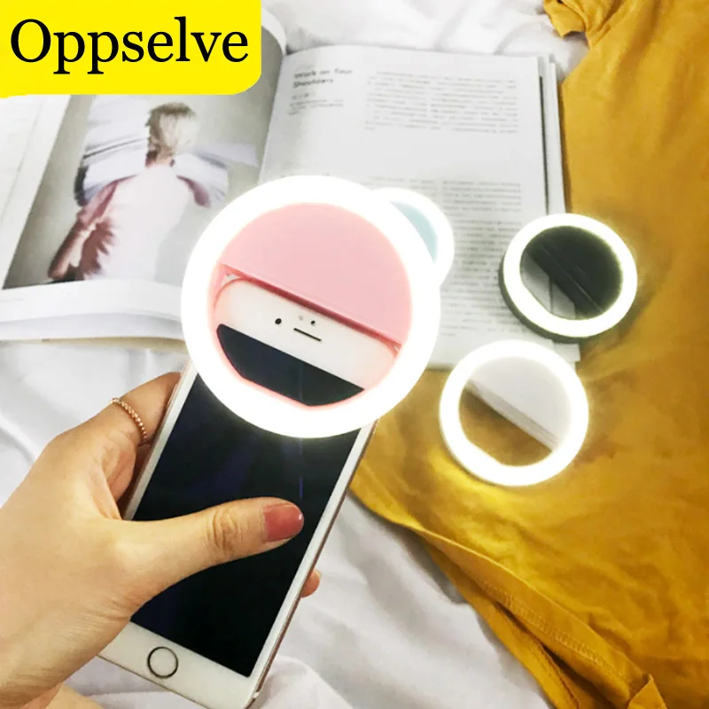 LED Selfie Lamp Selfie Ring Flash Light Mobile Phone Clip Smartphone Beauty For iPhone 14 12 11 Pro Max Lens Light Lamp Holder