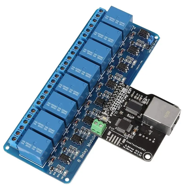 ABZW Ethernet Control Module LAN WAN Network Functionality RJ45 Port 8 Channel Relay Controller Board And Embedded Web Server