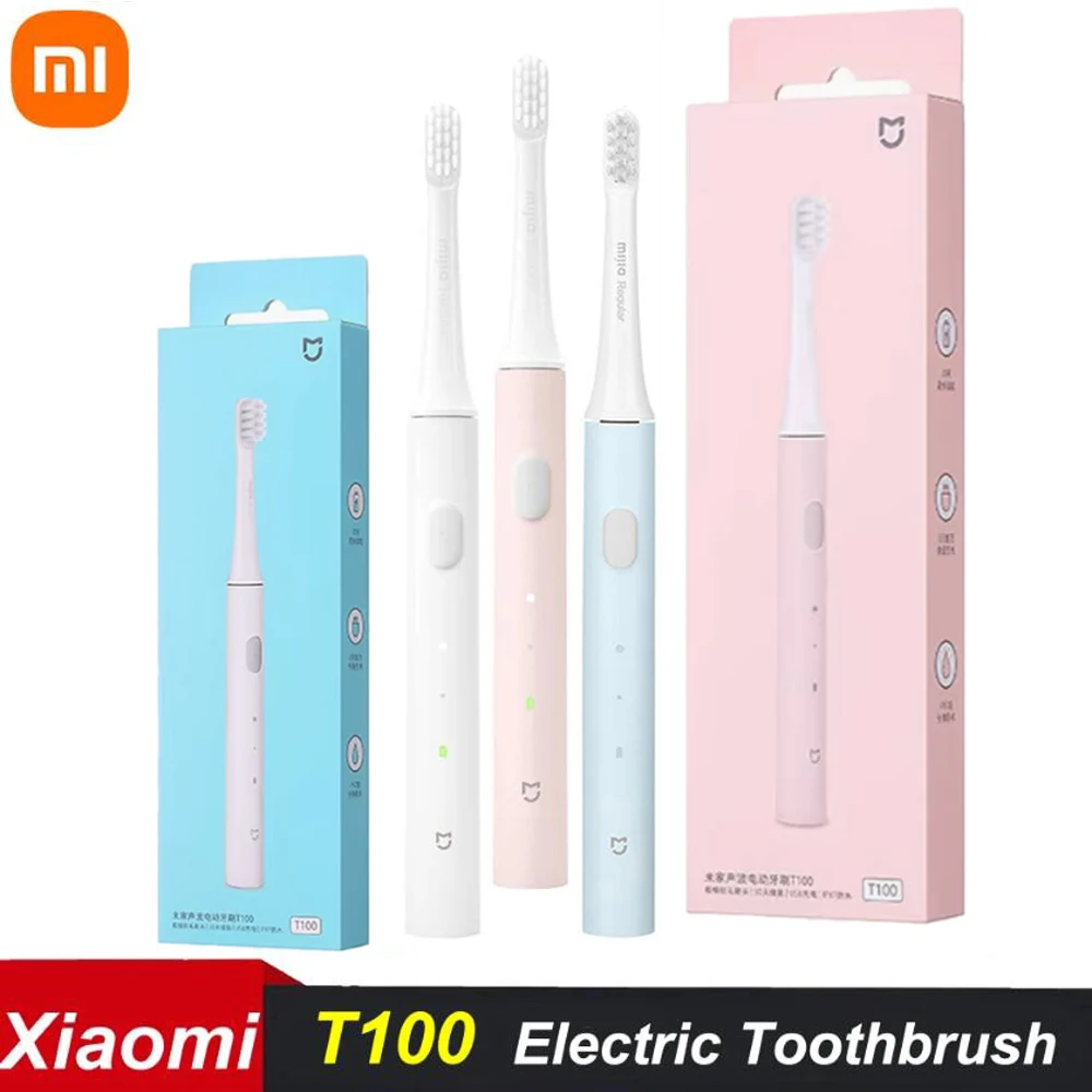 الأصلي Xiaomi Mijia T100 فرشاة أسنان كهربائية بالموجات الصوتية الكبار بالموجات فوق الصوتية فرشاة أسنان أوتوماتيكية USB قابلة للشحن فرشاة أسنان IPX7