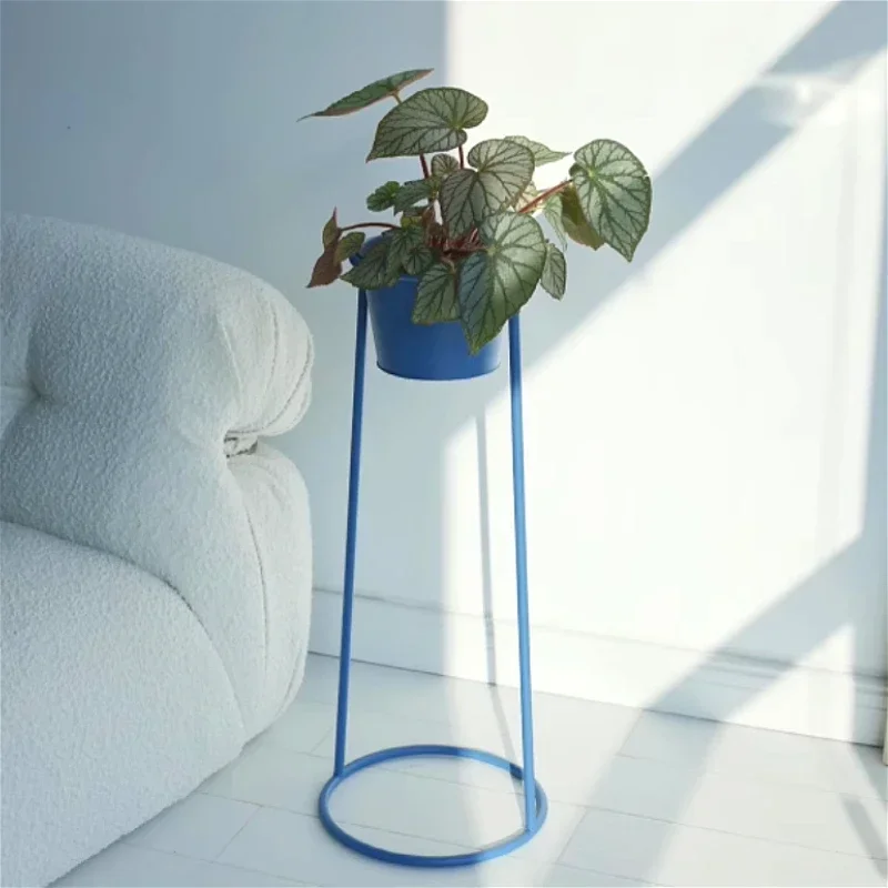 

Nordic Prussian Blue Flower Rack, Moveable Indoor Planter Stand with High Legs, Stylish Balcony Display for Modern Plant Lovers