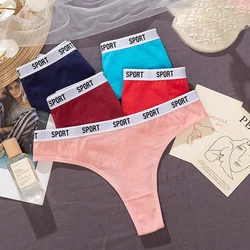 4PCS Lot Cotton Thongs For Women Sport Brand String Underwear Female Soft Coton Tangas Woman Thong Tanga