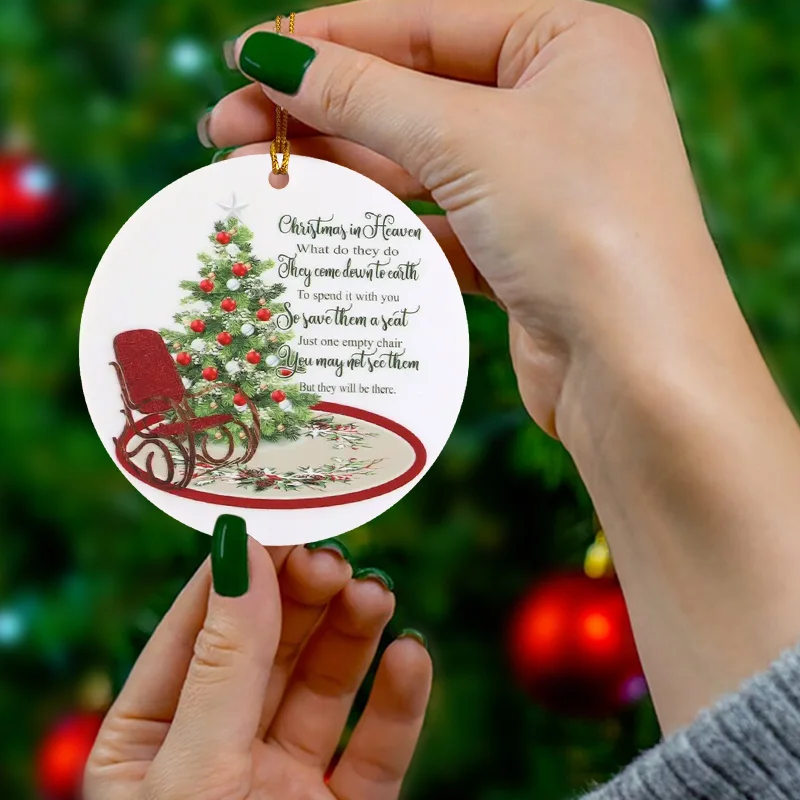 قلادة سيراميك شجرة عيد الميلاد - قلادة دائرية مع سلسلة ذهبية، هدية العيد للأزواج، زينة العطلات للعائلة