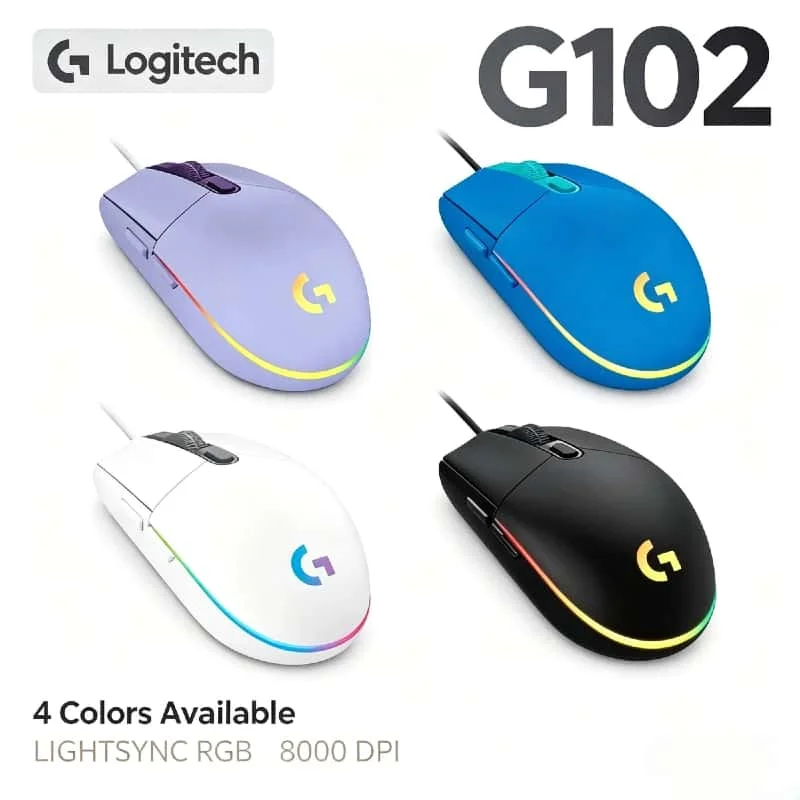 Ratón para Juegos Logitech G102 Lightsync con Tiempo de Respuesta de 1 ms para Jugadores de Esports, Ratón para Juegos RGB con Cable de Alta Precisión