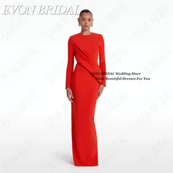 EVON BRIDAL Mermaid Dubai Celebrity Red Carpet Dresses Satin Long Sleeves Formal Evening Gowns Vestidos De Fiesta Saudi Woman