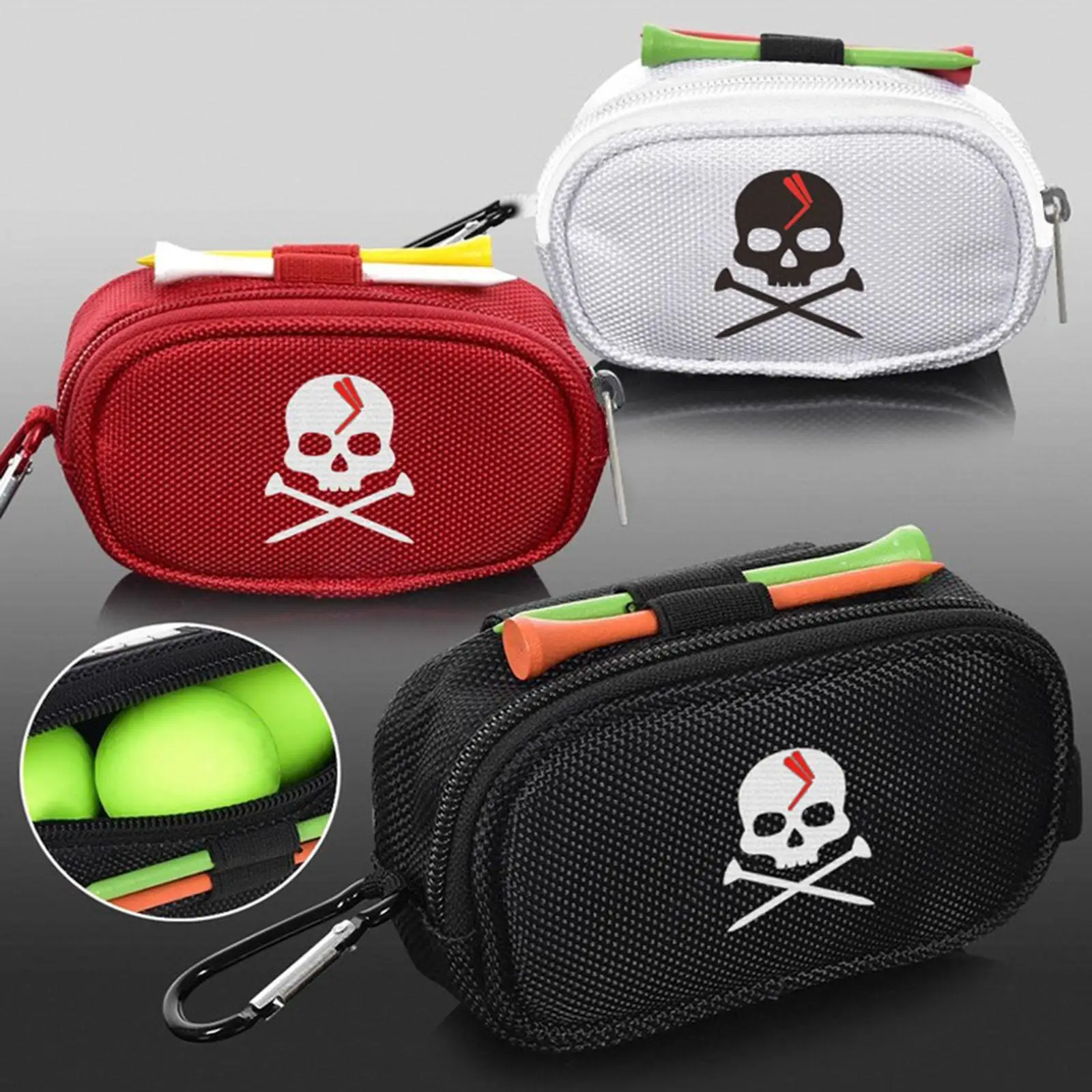 

Golf ball tee waist pouch holder belt sports bag container zipper