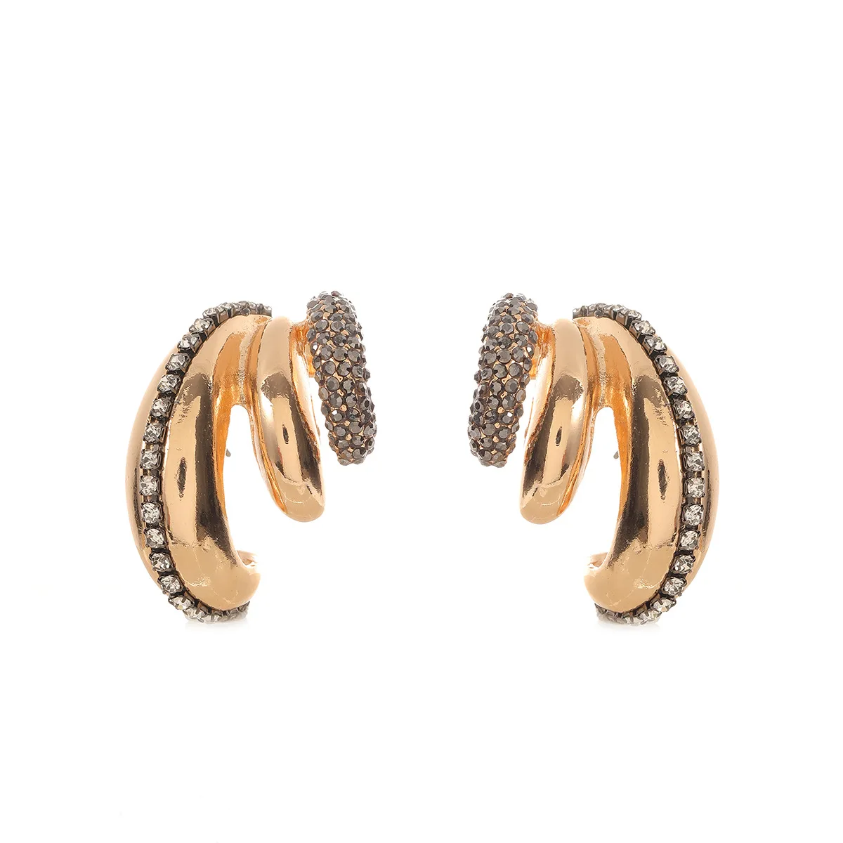 ZA exaggerated curved full diamond multi-layer beach vacation wind summer fashion earrings niche design earrings - view 5