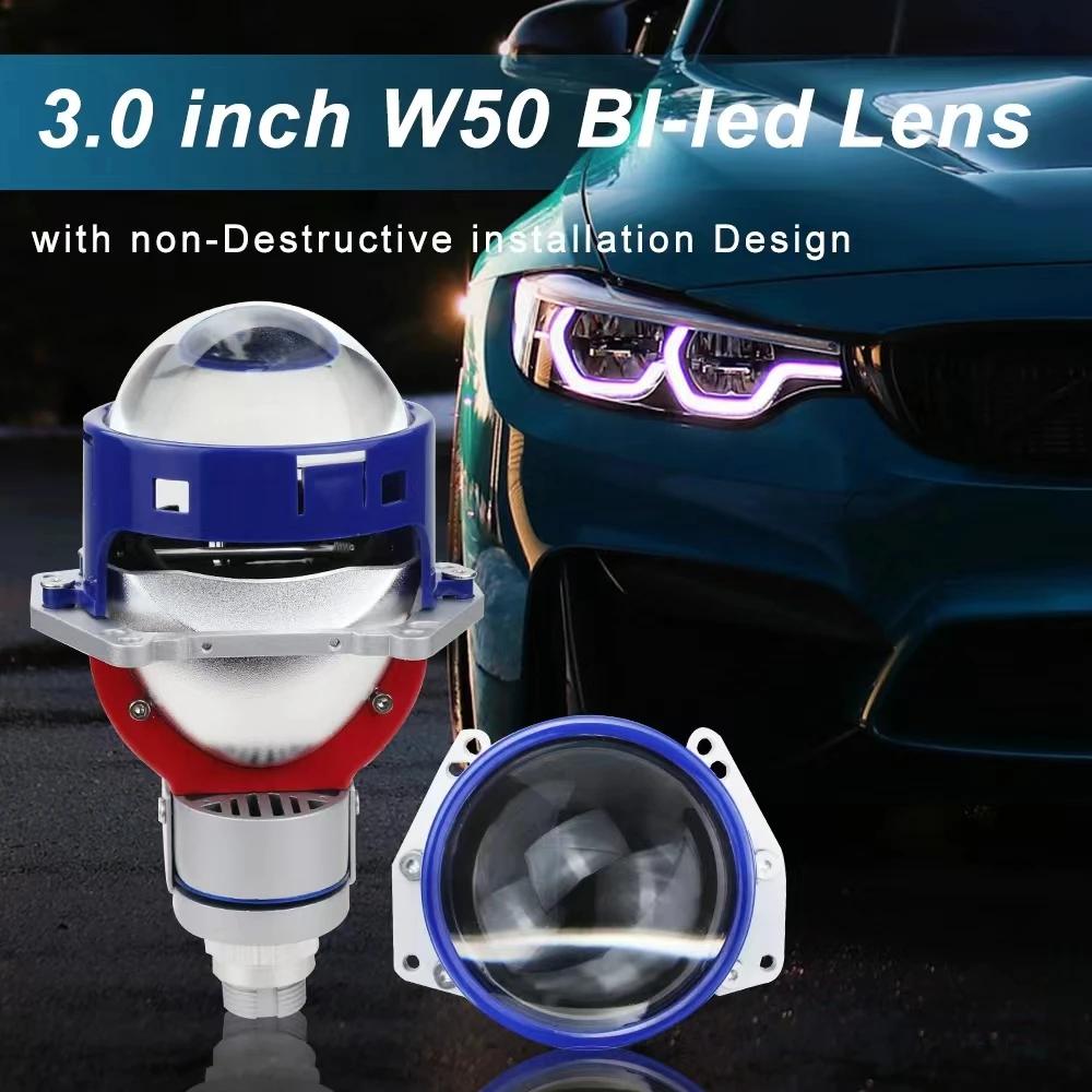 3.0 Inch Led Bi Projector Lens 130W Biled Projector Lens for Car Retrofit Focus Beam with  Cut Off Line Hi/Lo Beam