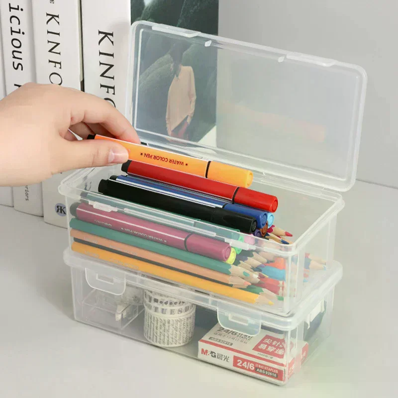 Transparent Pencil Case Sketch Plastic Pencil Case Storage Case Art Student Pencil Case Stackable Office Supplies Organizer Box