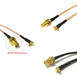 1pc RP SMA Female Jack to MMCX  Male Plug Right Angle RG316 RG174 RG178 Coaxial Cable Pigtail Adapter 15/20/30/50/100cm 6