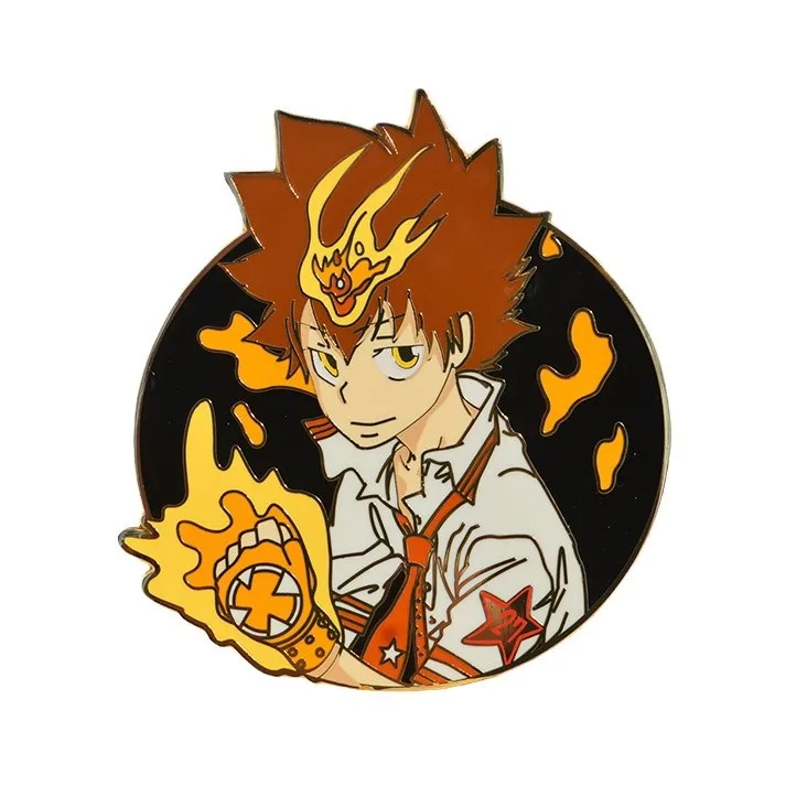 Cool Japanese Anime Sawada Tsunayoshi Brooch for Clothes Metal Badges Hard Enamel Pins Lapel Pins for Backpacks Jewelry