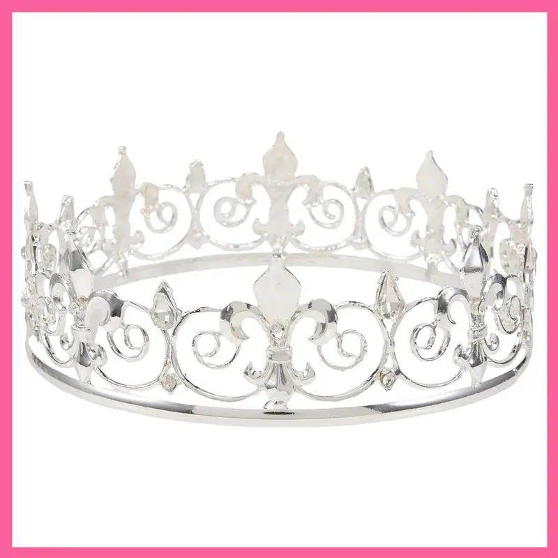 ABNM Corona de rey real para hombres: coronas y Tiaras de príncipe de metal, sombreros de fiesta de cumpleaños redondos completos, accesorios medievales