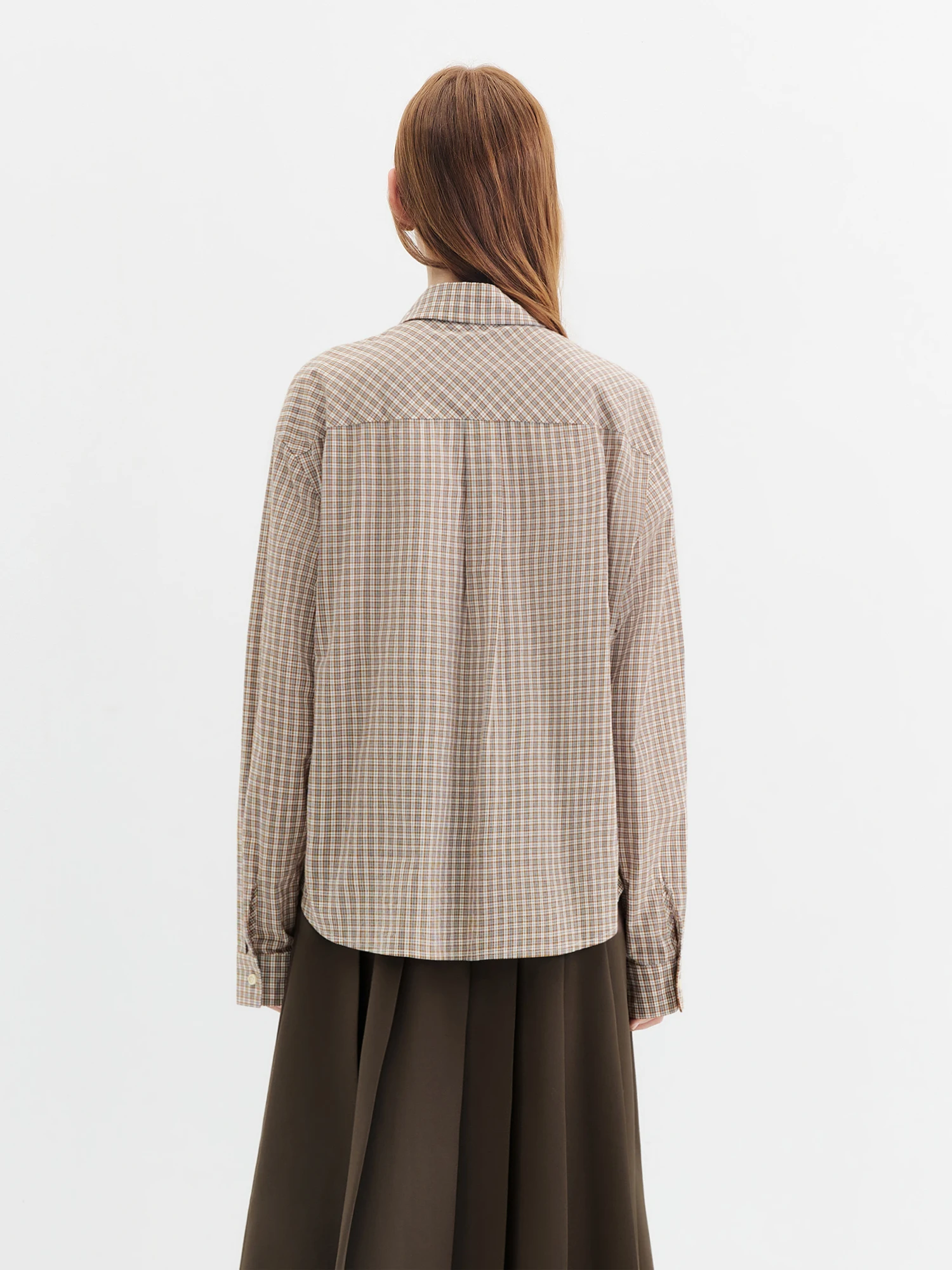 FSLE 2026 Herbst Neue Damen Vintage Kleinkariertes Kurzes Hemd aus Hochwertiger Baumwollmischung Perfekt für Zierliche Figuren Unelastisches Loses Oberteil – Detail 15