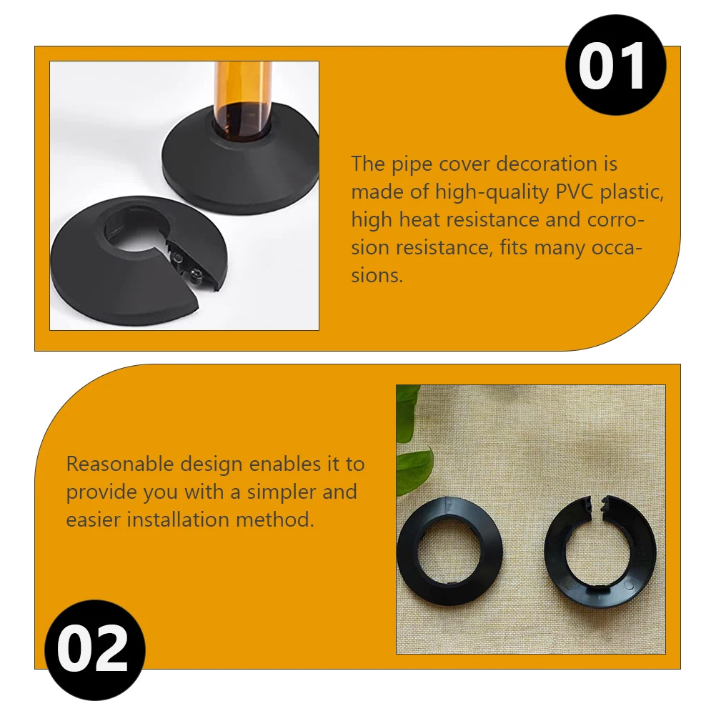 

12pcs Pipe Decorative Ring PVC Pipeline Hole Cover Accessories Wall Faucet Radiator Drain Line Water Kitchen Facility Round
