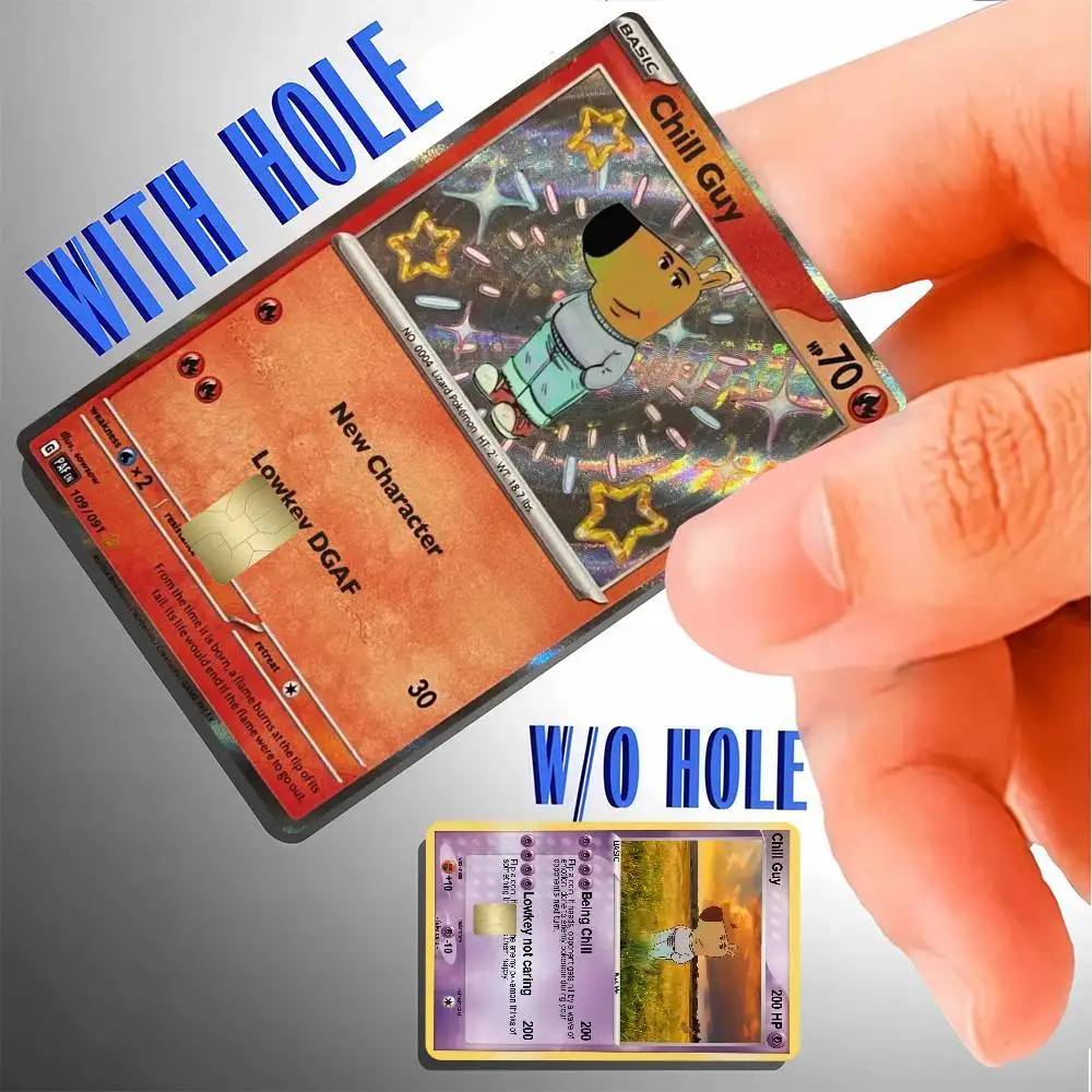 Chill Guy Film Skin Cover Credit Card Stickers 4PCS Debit Front Decoration Bank Bus Pass Waterproof