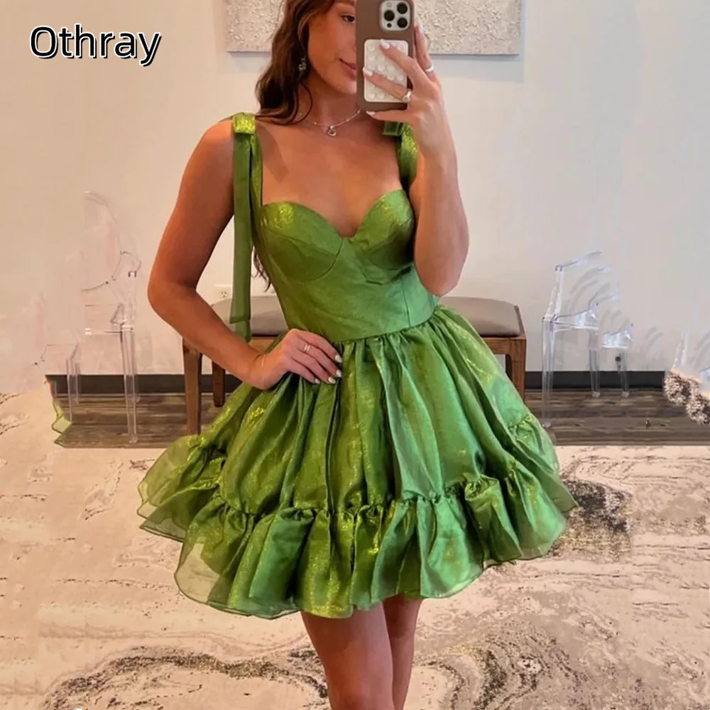 짧은 스파게티 스트랩 칵테일 드레스 새틴 민소매 정장 파티 드레스 맞춤형 فساتين للمناسبات الخ