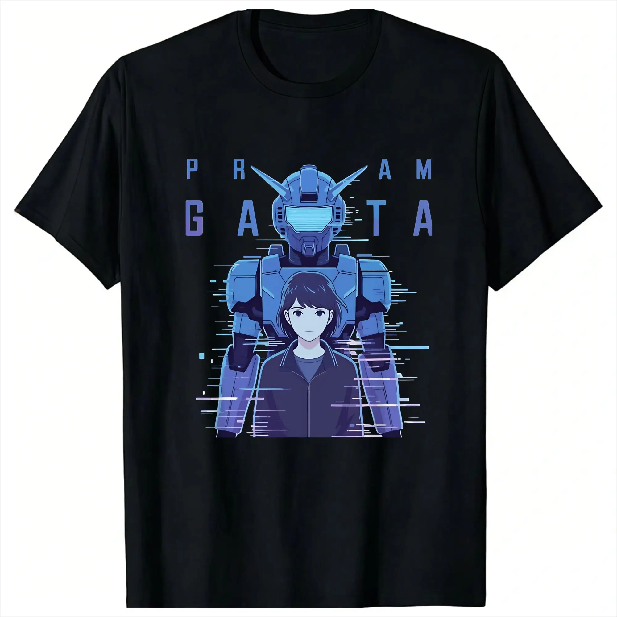 Мужские и женские футболки с иллюстрацией аниме-девушки Pragmata Mecha Glitch, модные летние футболки, винтажные хлопковые топы больших размеров