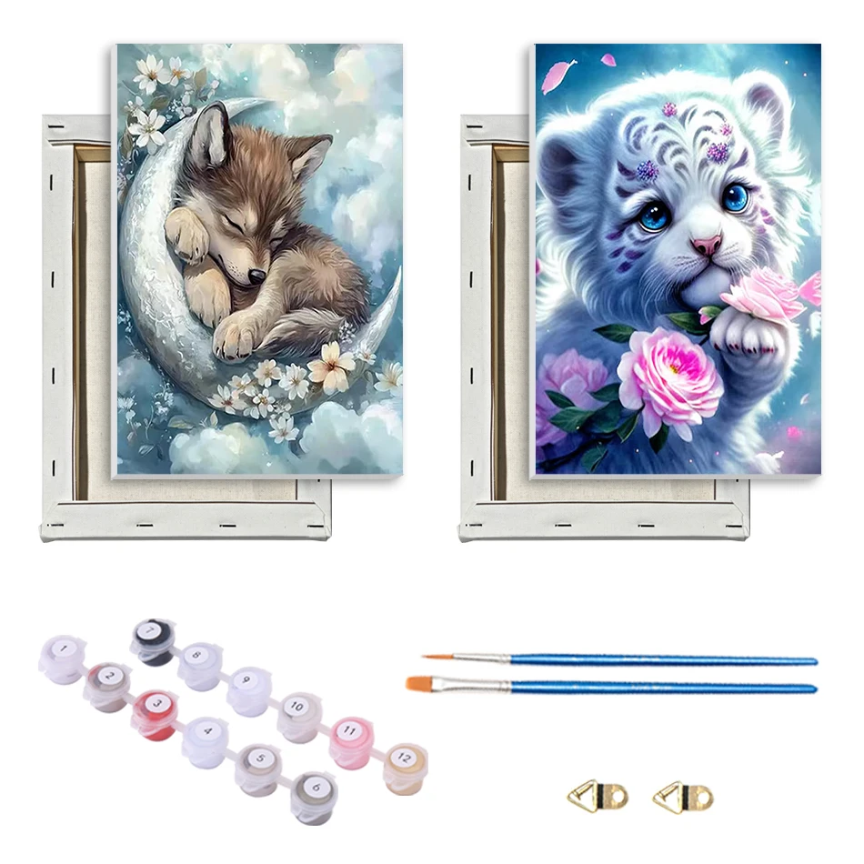 

SDOYUNO Painting Paints By Numbers Easy Draw Decorative Paintings For Beginner Animals 20x30cm With Frame Canvas Picture Drawing