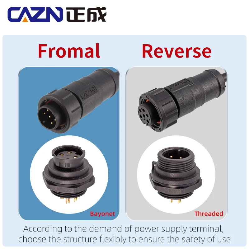 Waterproof E7 Overmolded Plug Bayonet 2 3 4 5 6Pins Straight Angled Male Female Plug With Cable PVC 1Meter Un-Shiled