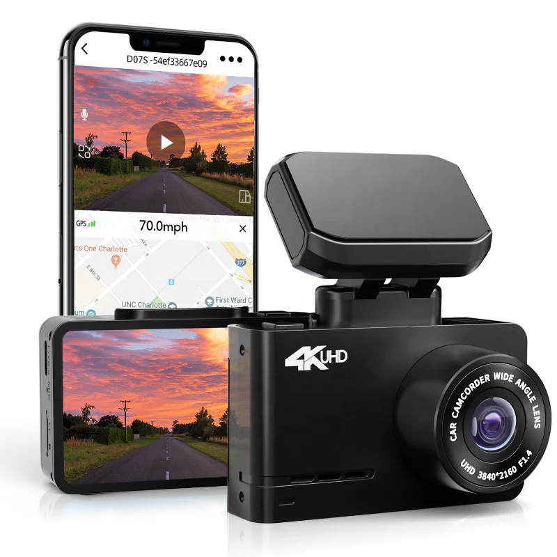 Wolfbox D07S Night Vision 2.45'' 4k Wifi Front Car Video Recorder Dash Cam With Gps